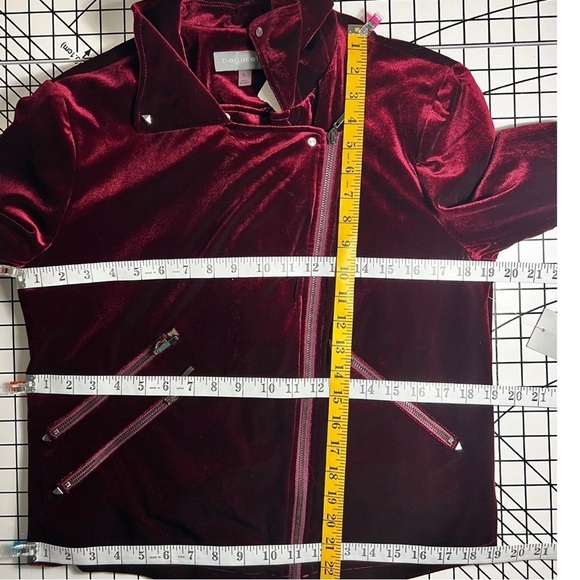 Bagatelle [NWT] Burgundy Wine Velvet-like Moto Jacket - Size Large - Picture 14 of 14